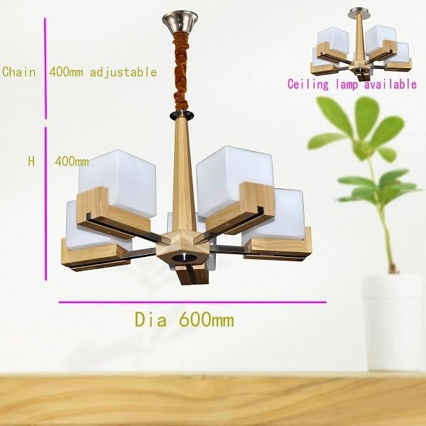 5 heads Oak wood pendant lamp wood ceiling lighting for living room and bedding room