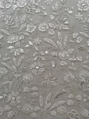 Nylon Polyester Embroidered Lace Fabric