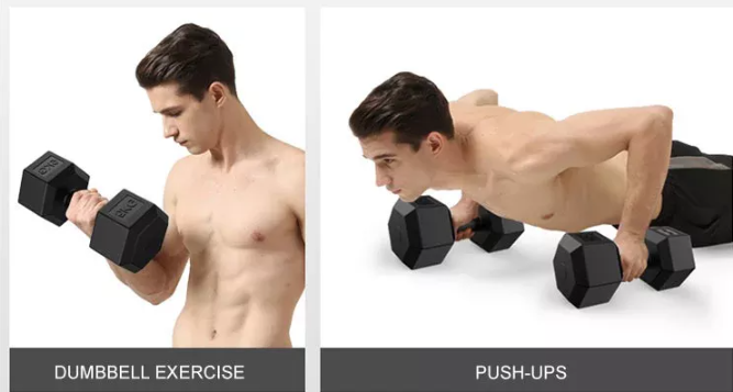 Customized LOGO Men Women Rubber Hex Dumbbell 2.5kg 12.5kg 22.5kg