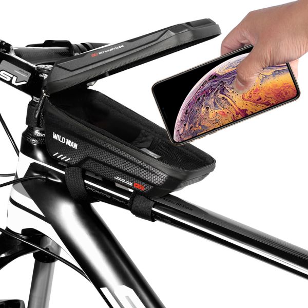 Front Tube Frame Bike Bicycle Handlebar Bag with 1L Capacity Waterproof Phone Mount