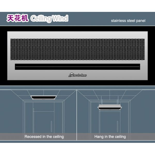 2025 SS304 Silver Ceiling large air volume Recessed Air Curtain Doors