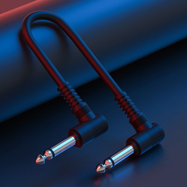 Custom 15cm 90 Degree Angle 1/4 TS Jack Electric Instrument Guitar Patch Cable