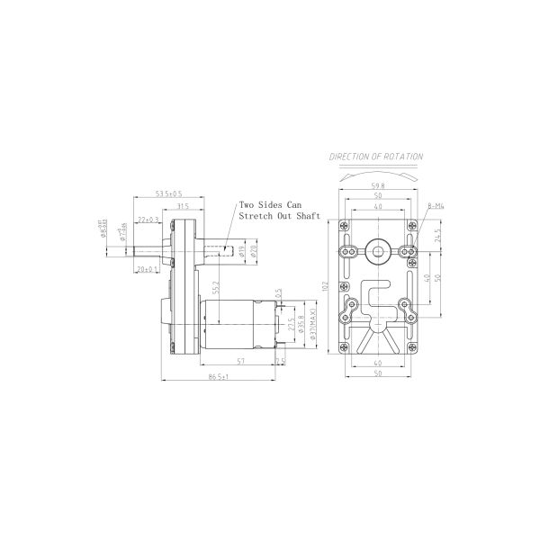 6V 12V 20kg.Cm High Torque Dual Shaft DC Motor For Paper Shredder