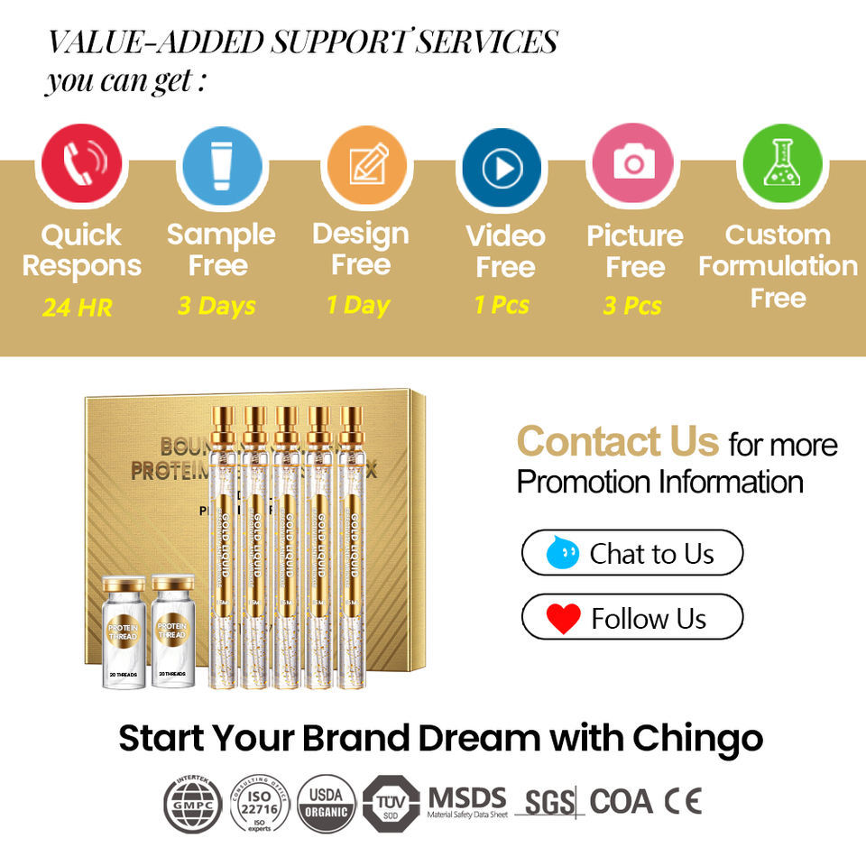 OEM ODM customized skin care products Wrinkle removing facial collagen line lifting essence gold protein peptide line facial essence liquid set