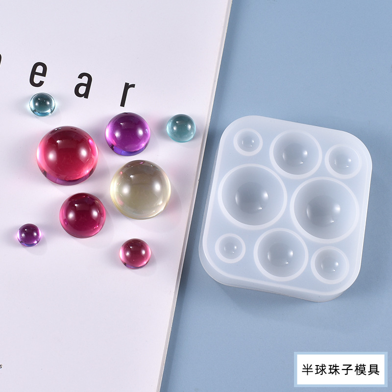 DIY Crystal Dropper Mold, Eight Grid Semi-circular Bead Mirror Transparent Silicone Mold, Spot Wholesale