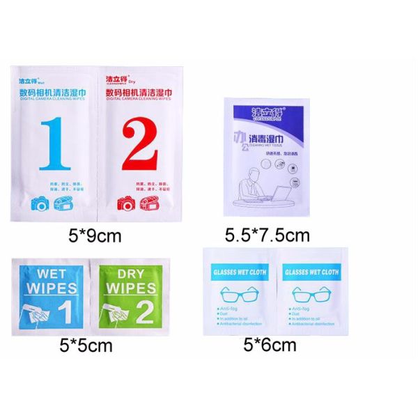 Ламмированные бумажные пакеты из алюминиевой фольги пищевого качества для очистки очков/экрана/очки