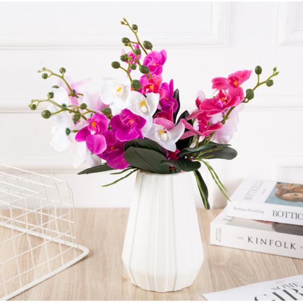 The simulation flower four-headed Phalaenopsis home soft decoration small branch Phalaenopsis decoration 3d glue touch artificial flower is selling well across borders