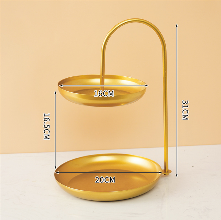 Anti Rust Double Tier 31cm Height Steel Fruit Basket