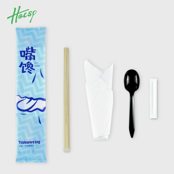 Packing Material Plastic Film Disposable Cutlery Set Combo for Outdoor Tableware