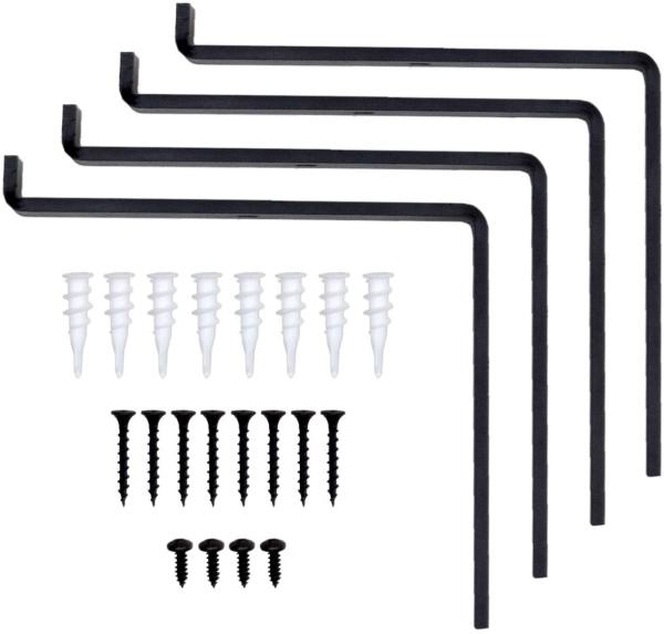 Garage and Kitchen Floating Shelves Hardware Heavy Duty Black Metal Brackets with Lip