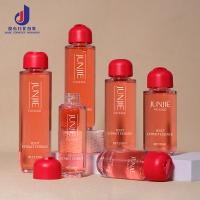 Customizable 30ml-150ml Plastic TonerBottles Long Neck Flat Type in Red Orange for Clear for Skin Care Made PETG Materia