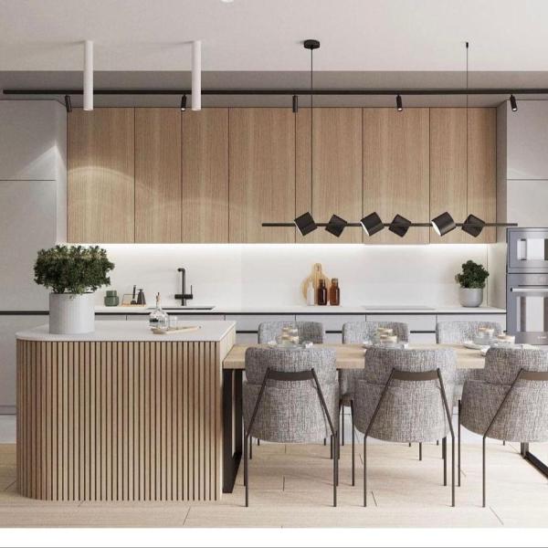 Fournisseur d'armoires de cuisine Design MDF Modulaire Moderne Meubles en bois Armoire de cuisine