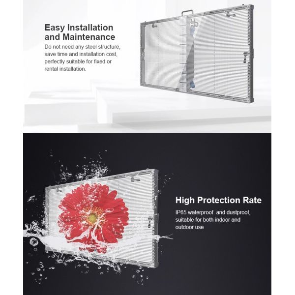 На открытом воздухе прозрачный экран приведенный SMD стеклянный для цвета витрины P3.9 P7.8 полного