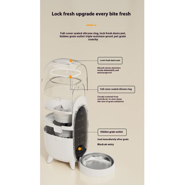 Modern 3L Automatic Stainless Steel Dog Cat Pet Bowl Feeder Eco-Friendly 2-in-1 Portable Charge Remote Control Solid IPX5