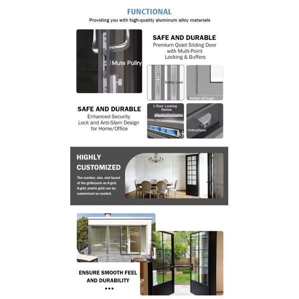 Modern Aluminum Casement Doors and Windows for Kitchen Use Waterproof Feature Home & Residential
