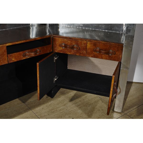 Antique Industrial Style Upholstered Tufted Leather Counter With Strong Storage