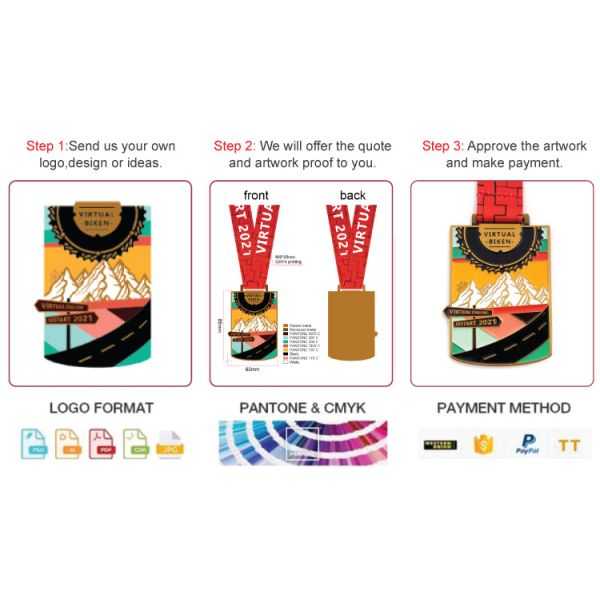 Double-sided Soft Enamel Custom Sports Medal with Custom Ribbon for Running Events