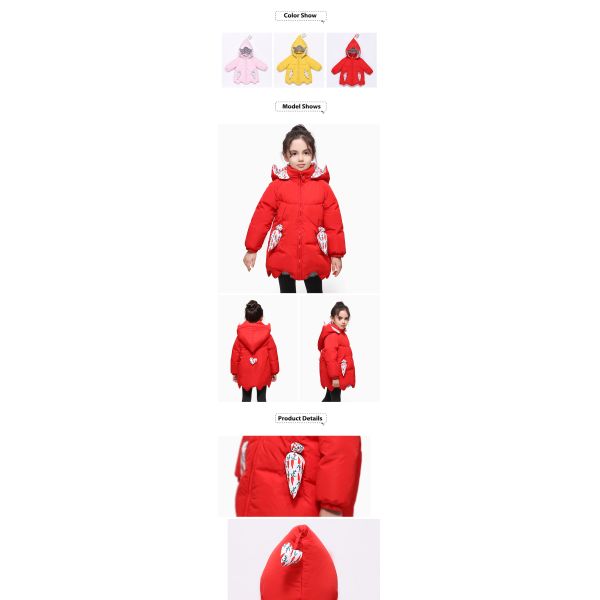 High Quality Clothes New Style Jacket Outdoor Girl Winter Coat Russian Padded Down Kids Girl Jacket