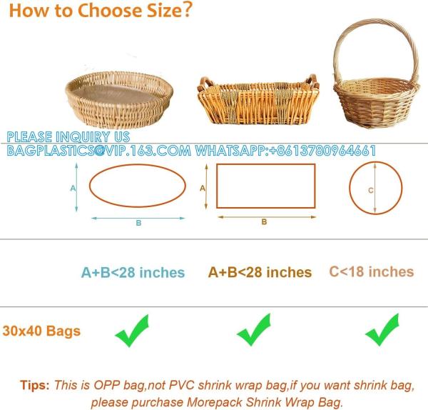 Large Cello/Cellophane Bags,30x 40 Inches Clear Basket Bags OPP Plastic Cellophane Wrap For Gift Baskets Packaging