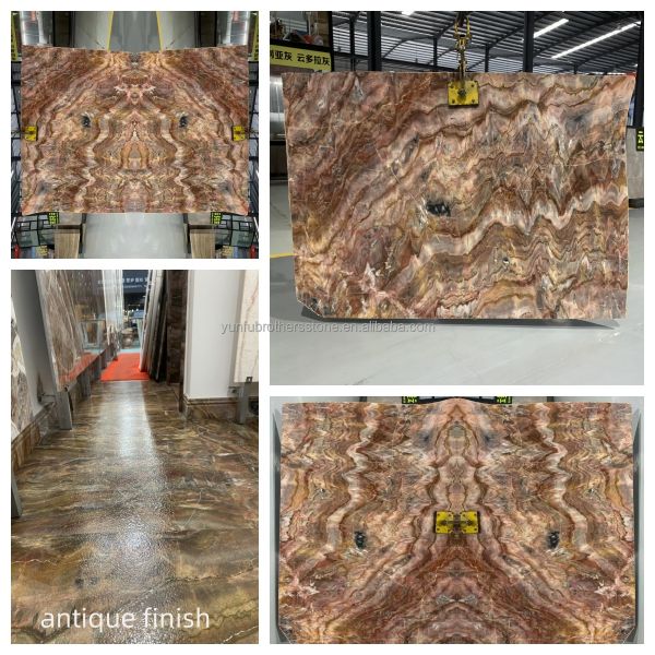 Translucent Blood-Orange Red Onyx Stone with White Veins CNF Red Wood Veins Marble Wall Panel