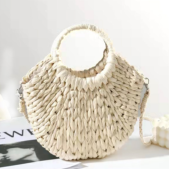 Corn Skin Woven Crochet Hand Bag , Woven Beach Bag Shell Flower Decorative ODM