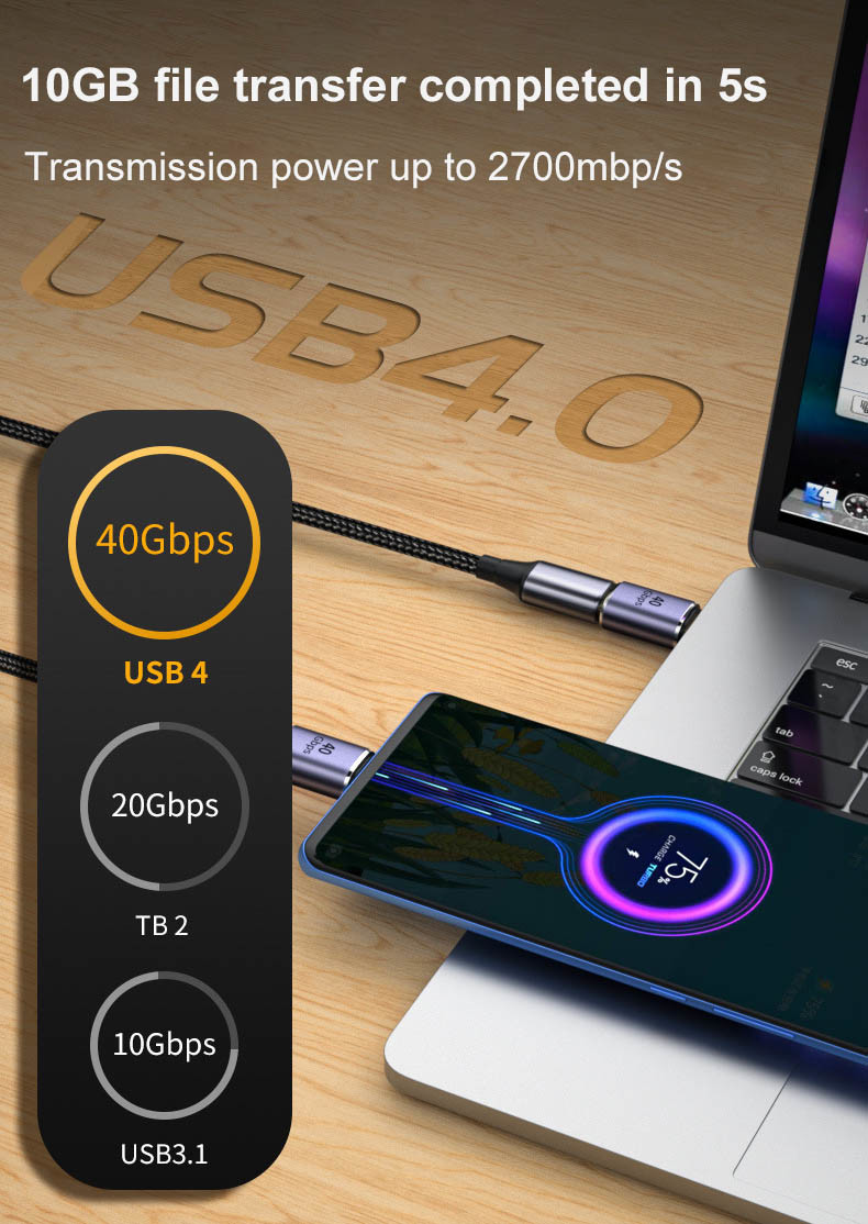 передача данных кабеля 8K 60HZ USB 4 Thunderbolt конвертера 40GBps аудио видео-