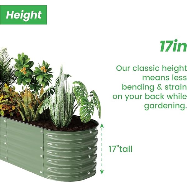 Raised Garden Beds 3.4*2*1.4 Ft Outdoor Galvanized Garden Planter Box For Vegetable Fruits Flower Herb (Light Green)