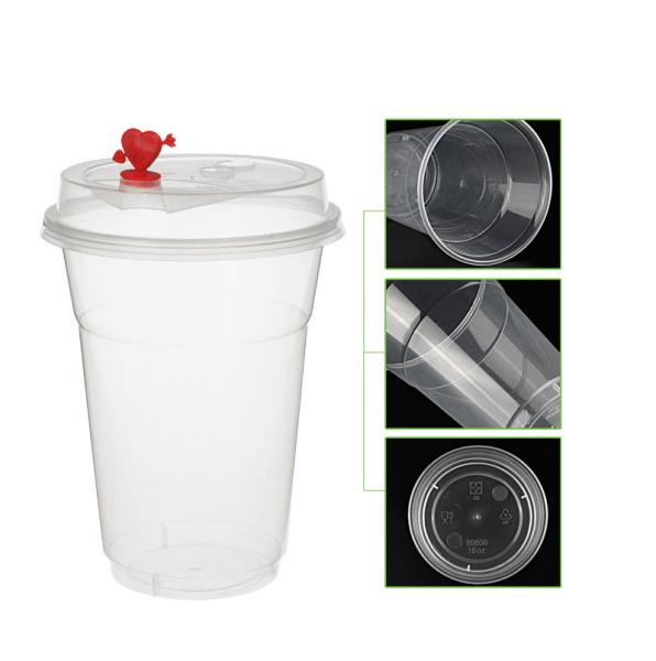 550ml pp clear plastic cups juice coffee cup with lids custom logo prInted