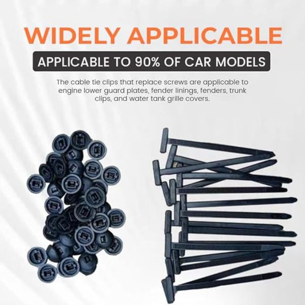 Nylon Car Cable Ties Self Locking Plastic Cable Fastener Universal With Hook Loop
