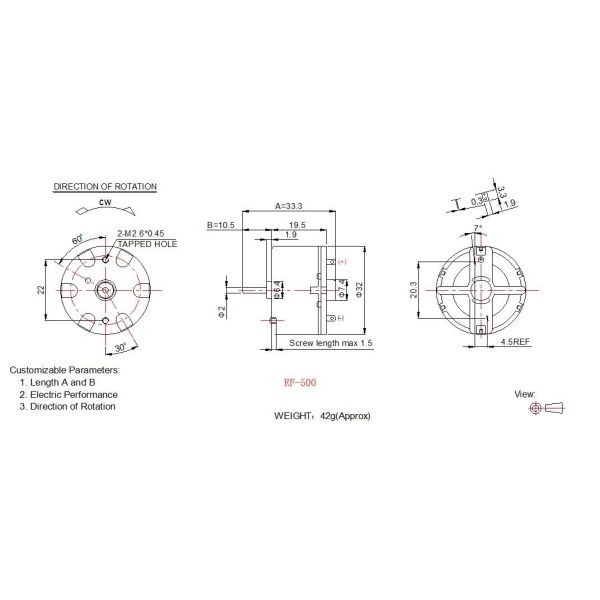Low Noise RF 550 Electric Motor , 6v 12v Brush Mini Electric Motor For Household Appliance