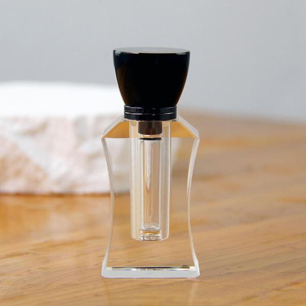 Flacon de parfum pour homme en verre transparent avec bouchon en cristal noir vide de 5 ml, style arabe, pour huile essentielle
