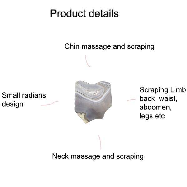 Body Health Care Grey Striped Agate Jade Gua Sha Stone Guasha Board Custom Massage Scraping Therapy Tool for Face and Body