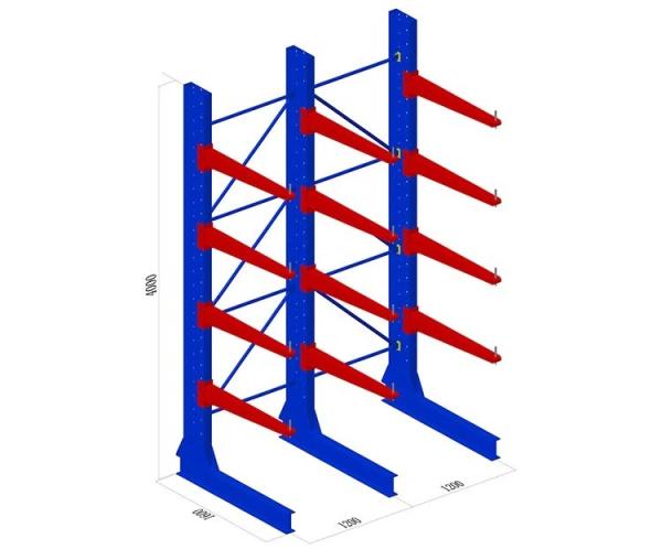 Long Span Warehouse Cantilever Racks , Anti Corrosion Cantilever Metal Shelving