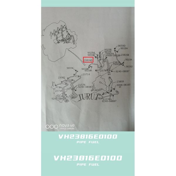 Экскаватор Vh23816E0100 Vh23816E0080A поливает из шланга части Kobelco запасные