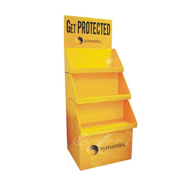 Paper Material Custom Cardboard Floor Displays stand 3 tier cardboard display