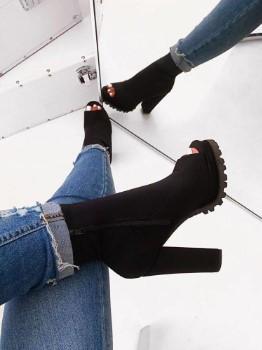 Customized ODM Platform High Heel Boots Fish Mouth Half High Boots