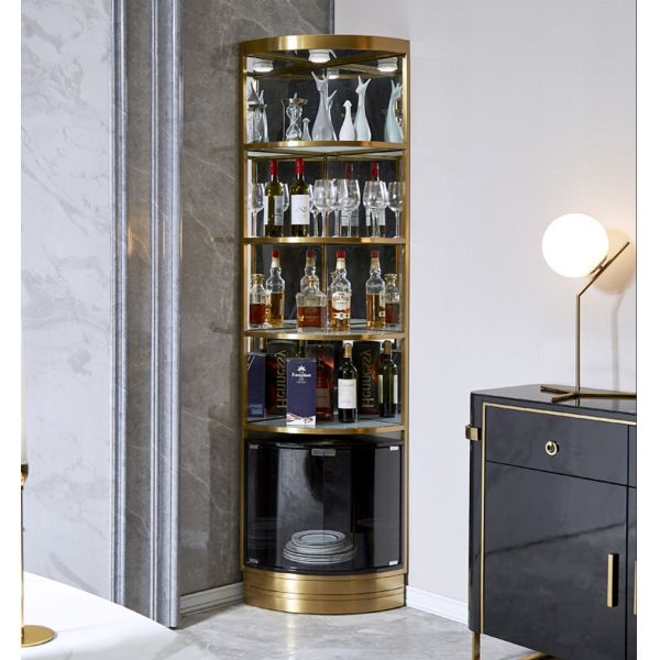 Stainless Steel Metal Frame Modern Wine Display Cabinet For Living Room