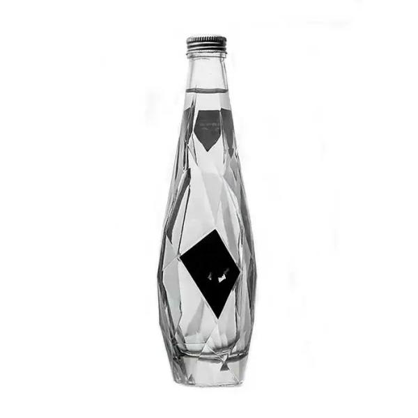 Transparent Rhombus Glass Bottle 350ml 500ml Custom Color Glass Collar Unique Design