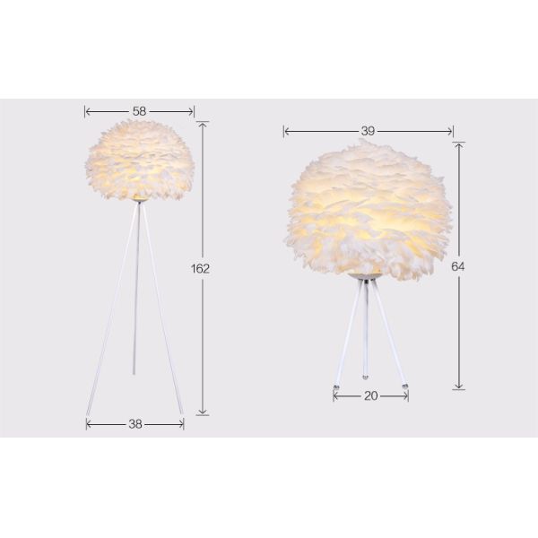 LED floor lamp modern tripod white feather floor lamp living room reading lamp bedside floor lamp(WH-MFL-27)