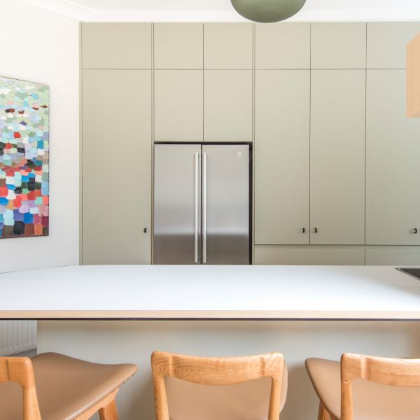 Light Green Melamine Kitchen Cabinet Handless Kitchen Cabinet