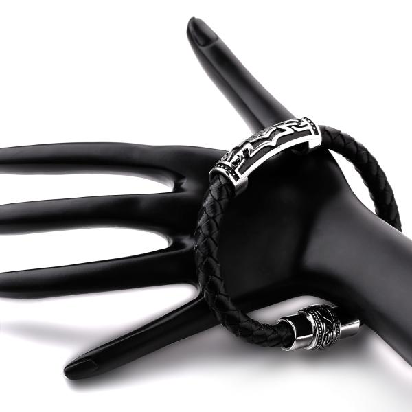 Man's Stainless Steel Clasp Braided Leather Bracelet Wholesale For Party