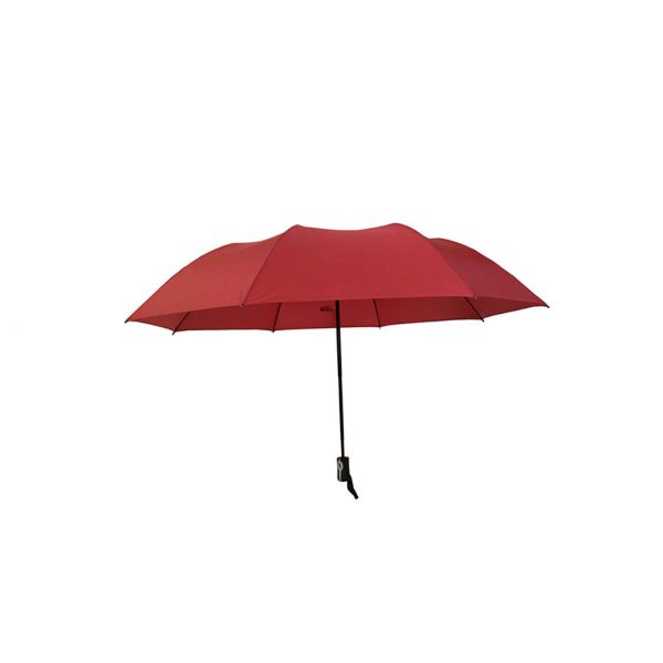 Red Windproof Foldable Umbrella 27 Inch Strong Sturdy For Windy Weather