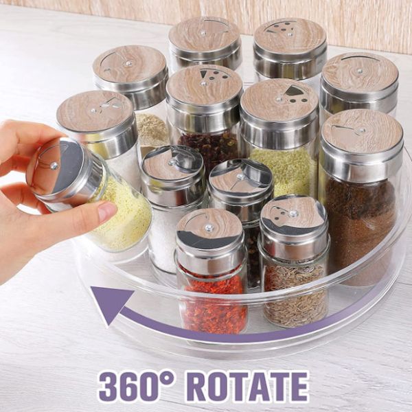 Пластиковый вращая Turntable тары для хранения ясный для шкафа