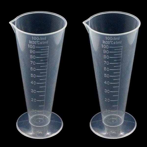 100mL Plastic Graduated Measuring Cup Capacity Beaker Cone Shape Round Base Labs Kitchen Clear