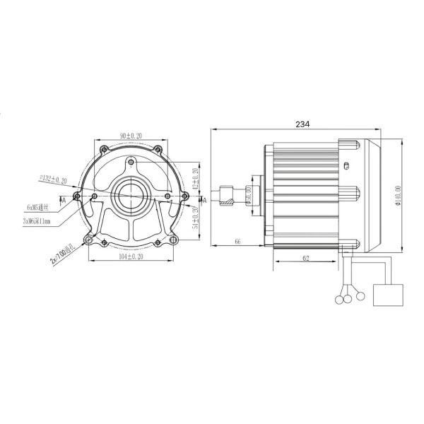KG-YWY4-1500 72v dc Brushless motor output power 1500w Mainly used in electric tricycles electric four-wheelers.