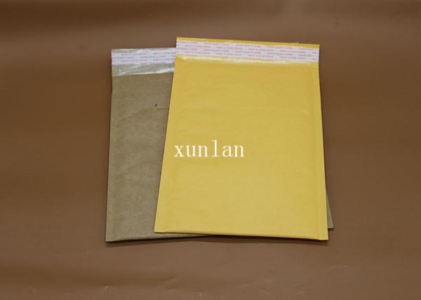 Brown / Yellow Kraft Paper Bubble Mailers Cushioned For Mailing IC Card