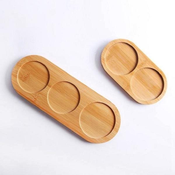 O suporte de bambu humanizado do copo do frasco da especiaria do suporte do armazenamento da cozinha do projeto engarrafa bandejas