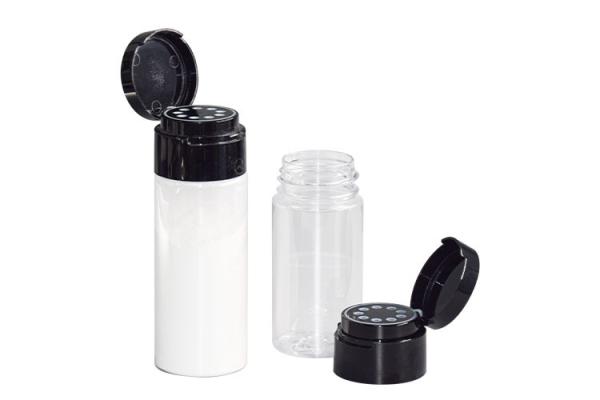 Novo design 100g 150g garrafa PETG para derramar pó cosmético para maquiagem garrafa exclusiva
