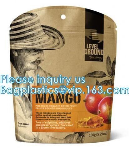 Biodegradale Compostable Packaging Roll Film Slide Zipper Garment Bag Food Packing Bag 3 side seal bag Kraft Paper Bag