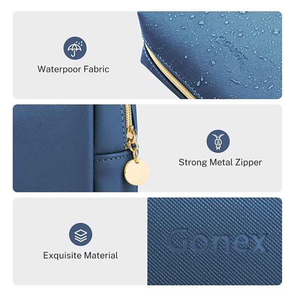 Navy Blue Portable Cosmetic Makeup Bag , Waterproof Cosmetic Pouch 6.3 Inch